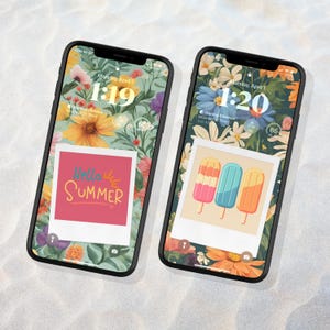 Summer Vibes iPhone Wallpaper: Floral Duo Phone Backgrounds | Two Cell Phone Lock-screens