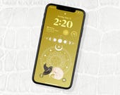 Magic Halloween iPhone Wallpaper: Witchy Cat Phone Background | One Cell Phone Lock-screen