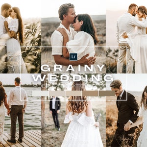 10 Film look wedding presets for Lightroom mobile and desktop, vintage wedding presets, retro wedding filters, bride presets, grainy filters