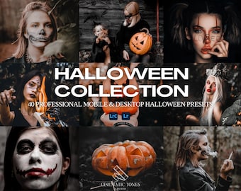 Halloween Lightroom preset bundle mobile and desktop, Halloween presets, Halloween filters, spooky presets, horror presets, scary presets