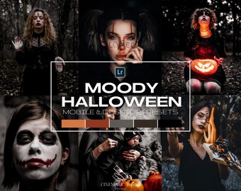 Moody Halloween Lightroom presets for mobile and desktop, Halloween presets, moody presets, spooky presets, horror presets, scary presets