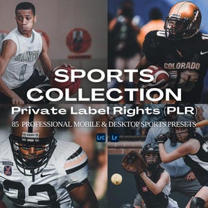 Pakiet ponad 85 ustawień PLR Sports dla komputerów stacjonarnych i mobilnych Lightroom, ustawienia sportowe plr, ustawienia piłkarskie, filtry do zdjęć koszykarskich, filtry baseballowe