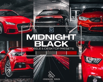 10 Moody black car presets for Lightroom mobile & desktop, cars presets, dark auto presets, black cars filters, black and red preset