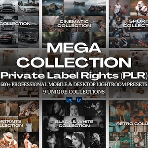 600+ PLR Lightroom presets bundle for mobile & desktop, plr bundle, presets bundle, cinematic presets, Instagram photo filters collection