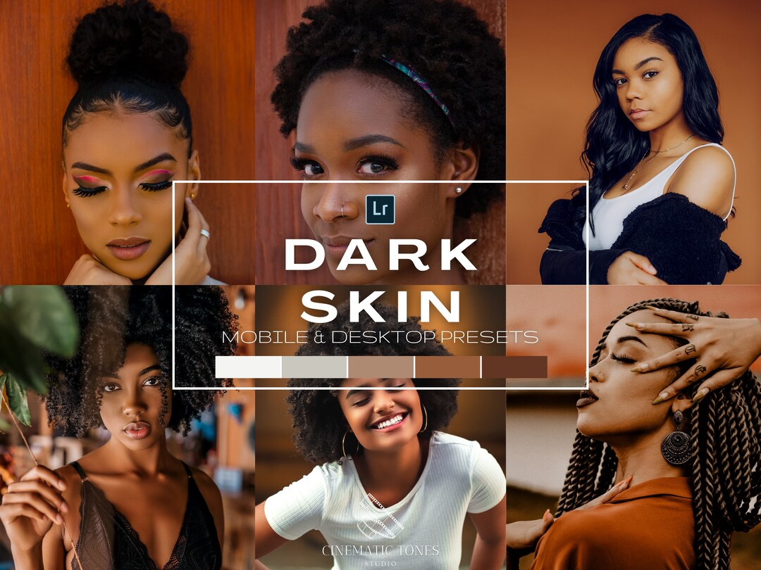 20 Lightroom Presets for Dark Skin for Mobile and Desktop, Dark Skin