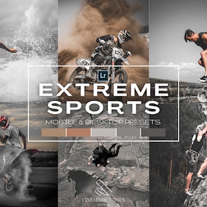 15 Extreme sports presets for Lightroom mobile & desktop, sports filters, athletes filters, bike motorbike skateboard surfing hiking presets
