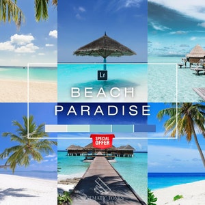 Lightroom mobile and desktop beach presets, beach paradise presets, summer presets, beach presets, tropical presets, blue sky presets