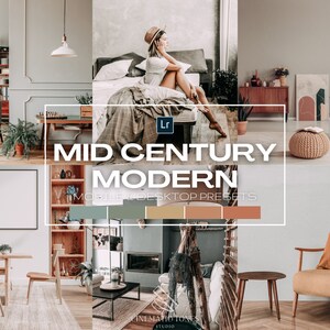 20 Mid century modern Lightroom presets for mobile & desktop, vintage home presets, minimalistic presets, 60s style filters, home presets