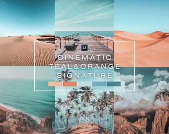 Cinematic Teal and Orange Lightroom presets, blue sky presets,  orange and teal presets, summer presets, travel presets, orange presets