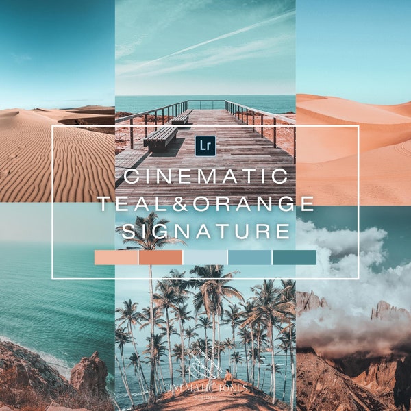 Cinematic Teal and Orange Lightroom presets, blue sky presets,  orange and teal presets, summer presets, travel presets, orange presets