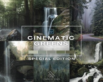 15 Cinematic Greens presets for Lightroom mobile and desktop, green preset, nature presets, landscape filters, forest preset, photo filter