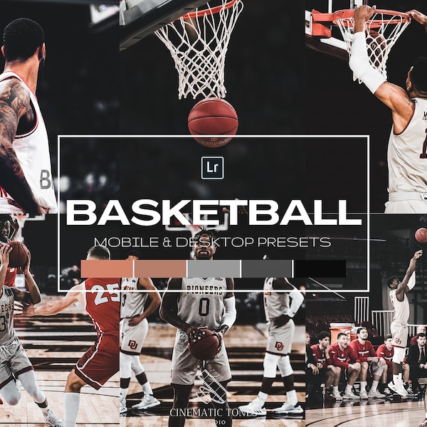 20 Basketball presets for Lightroom mobile and desktop, sports presets, action filters, moody sport preset, pro athletes photo filters