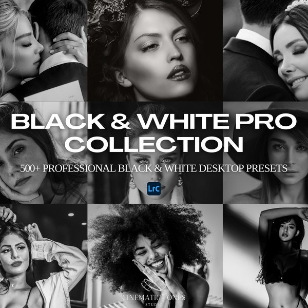 500+ Black and white Lightroom presets for desktop, black and white presets, bw portrait presets, b&w presets, black white wedding filters