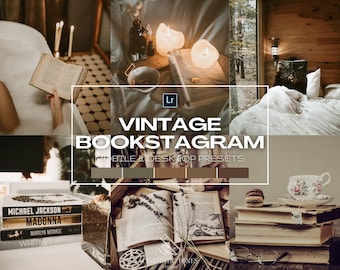15 Bookstagram presets for Lightroom mobile & desktop, book readers preset, bookstagram filters, boho vintage preset, bookish filter