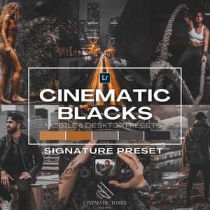 15 Moody dark presets for Lightroom mobile & desktop, cinematic black preset, moody dark filter, portraits filters, gym presets, dark preset