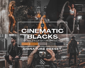 15 Moody dark presets for Lightroom mobile & desktop, cinematic black preset, moody dark filter, portraits filters, gym presets, dark preset