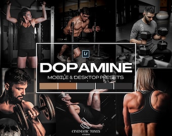 15 Workout presets for Lightroom mobile & desktop, gym presets, workout filters, sports presets, fitness presets, dark moody action filter