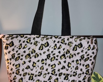 Pink Leopard Zippered Tote