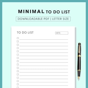 Liste de tâches vierge imprimable, liste de tâches hebdomadaire, liste de tâches, modèle de liste de tâches, liste de tâches simples, planificateur, lettre, PDF imprimable, minimal