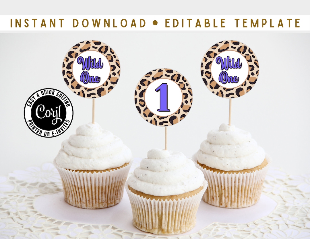 Wild One Cupcake Toppers, First Birthday Cupcake Toppers, Milestone