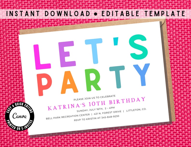Rec Invitation Let's Party Invitation Template Download, 7th, 8th, 9th, 10th, 11th ...