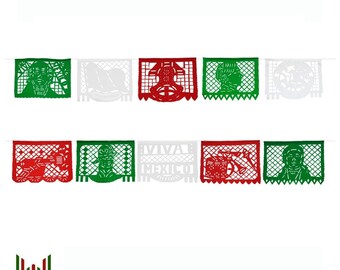 Fiesta Mexicana banner guirnalda tricolor red white and green garland Virgen De Guadalupe decorations