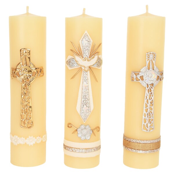 Cirio con cruz de repujado, candle with cross cirios velas navidenas, velas, cross candles