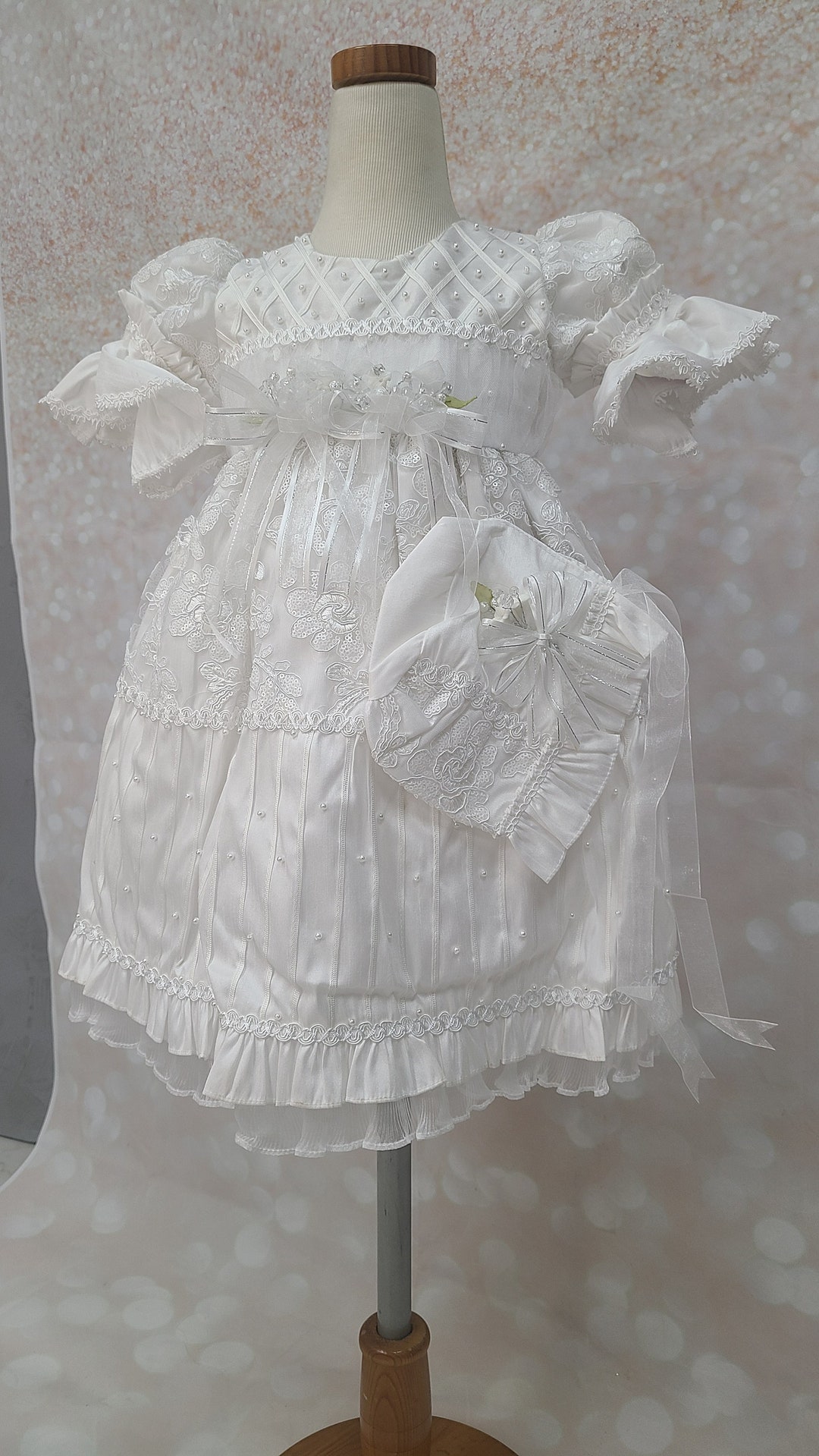 Christening Outfit Baby Girl Baptism Dress Ropon Para Bautizo Etsy