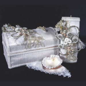 Baptism Candle Set with Shell and Towel, juego de Vela de Bautizo con Concha y Toalla