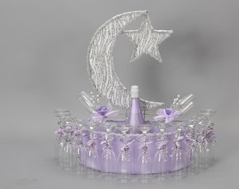 Quinceanera Toasting Set Moon Theme Quince Set Sweet Sixteen Moon Star theme Sweet Sixteen Champagne Glasses for Quinceanera