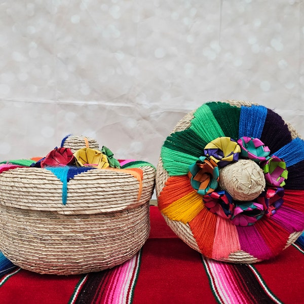 Tortillero multicolor - Multicolored Candy Baste - Tortilla basket- Bread Basket - Handwoven Basket