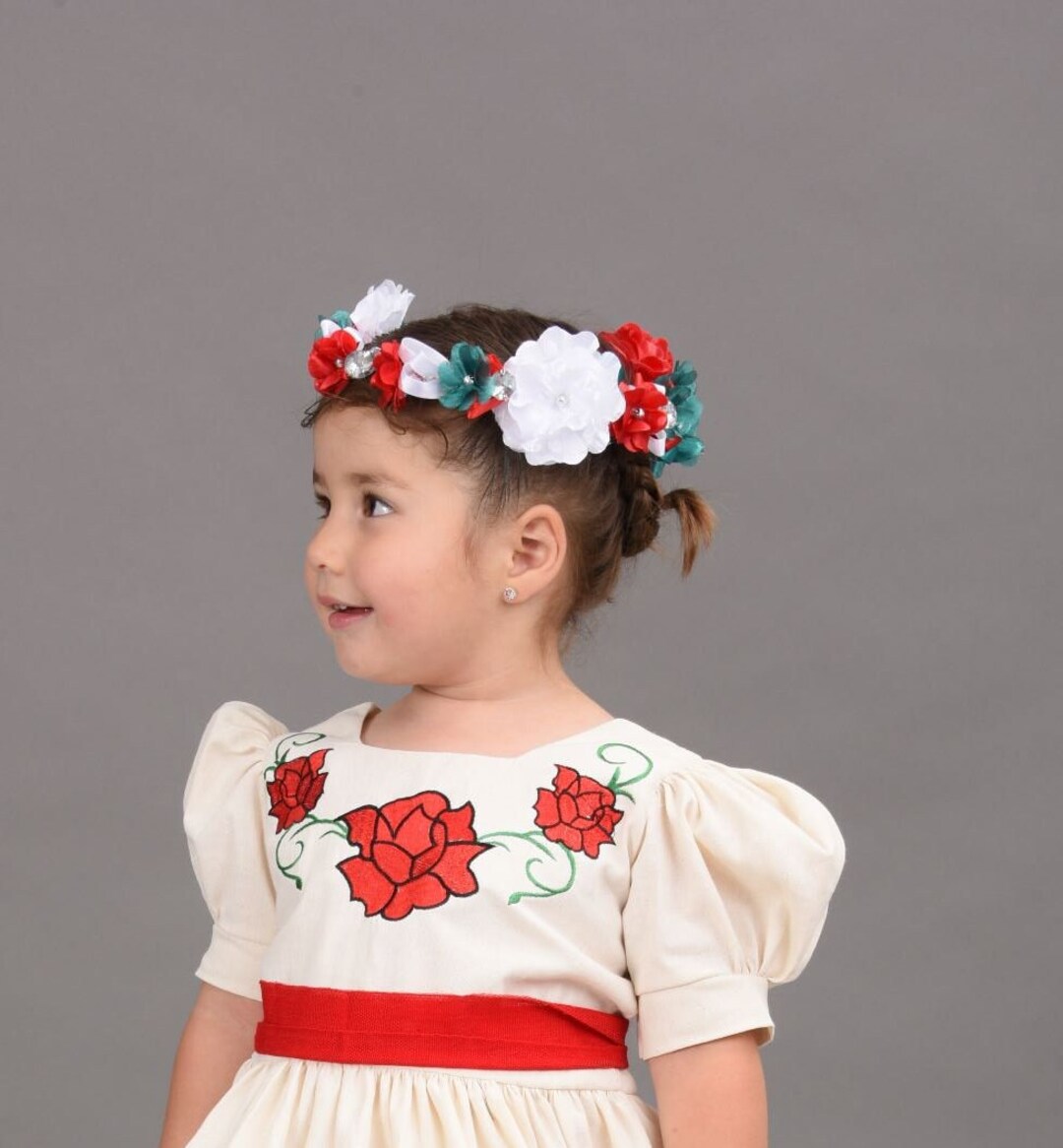 Little Girl Mexican Flowers Headband Diadema Mexicana Tradicional Para