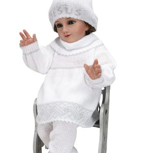 Hand Woven Baby Jesus Outfit: Niño Dios Fino Tejido - Ropon Blanco con Azul 2026 Baby Jesus Knitted dress