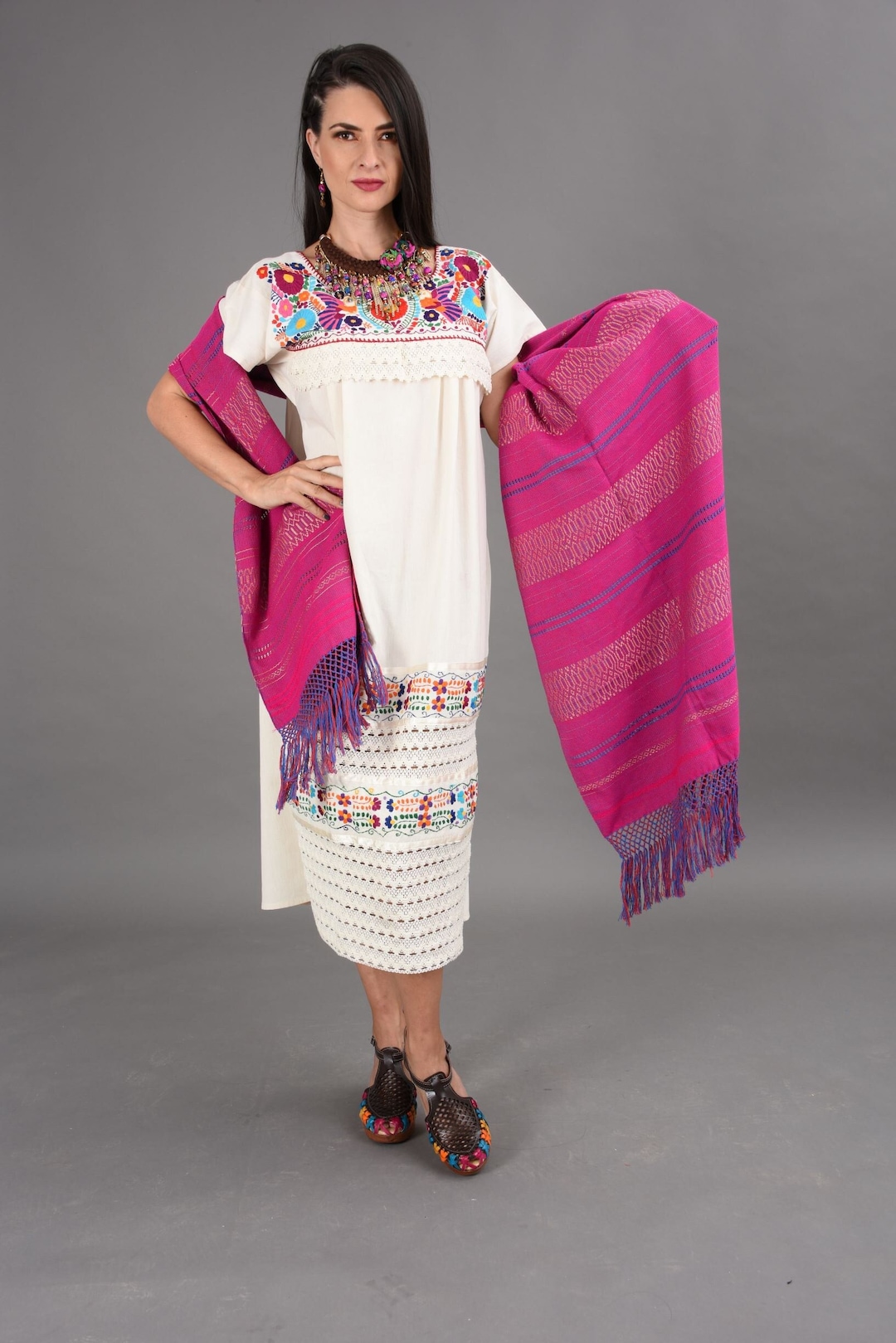 huipil dress Mariana Fringe Huipil Dress