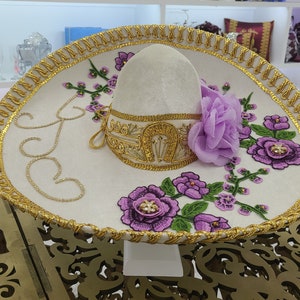 Sombrero Charro Decorado para Quinceanera Quince Charro hat with flowers