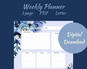 Printable Weekly Undated Planner, Weekly Planner, Printable Planner