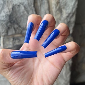 Blue Press on Nails (Long Square)