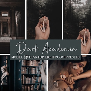 5 DARK ACADEMIA Lightroom PRESETS | Dark Moody Presets for Desktop & Mobile | Moody Dark Academia Presets | Academia Collection