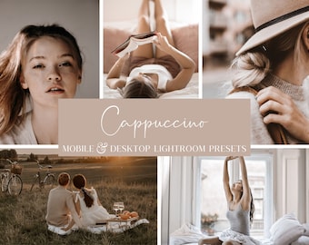 Cappuccino Lightroom Presets: Warm Brown Tones (Desktop & Mobile)