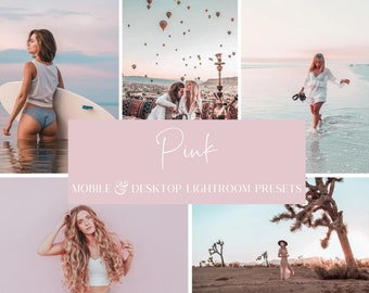 Pink Lightroom Presets: Mobile & Desktop, 5 Tones (Digital Download)