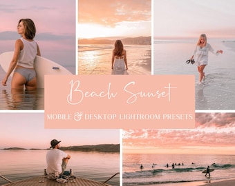 Beach Sunset Lightroom Presets: Mobile & Desktop, Summer Collection (Digital Download)