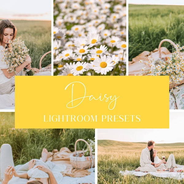 5 DAISY PRESETS | Yellow Lightroom Presets | Outdoor Picnic Presets | Yellow Preset | Blogger Preset | Influencer Preset | Spring Collection