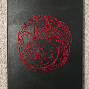 House of the Dragon Wall Art; Embroidered Image on Canvas Size 8x10