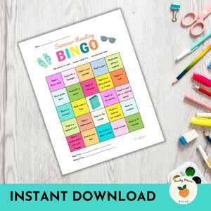 Summer Reading Bingo Printable | Reading Challenge Printable for Kids | Kids Activity Pages | Summer Activities for Kids
