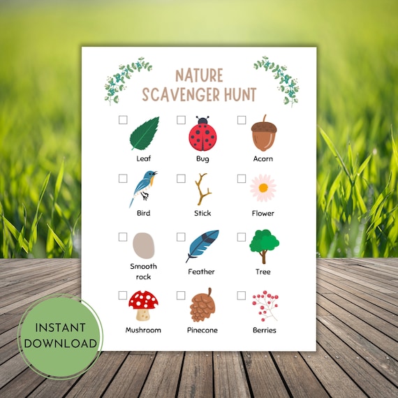 Nature Scavenger Hunt Printable for Kids Outdoor Scavenger - Etsy