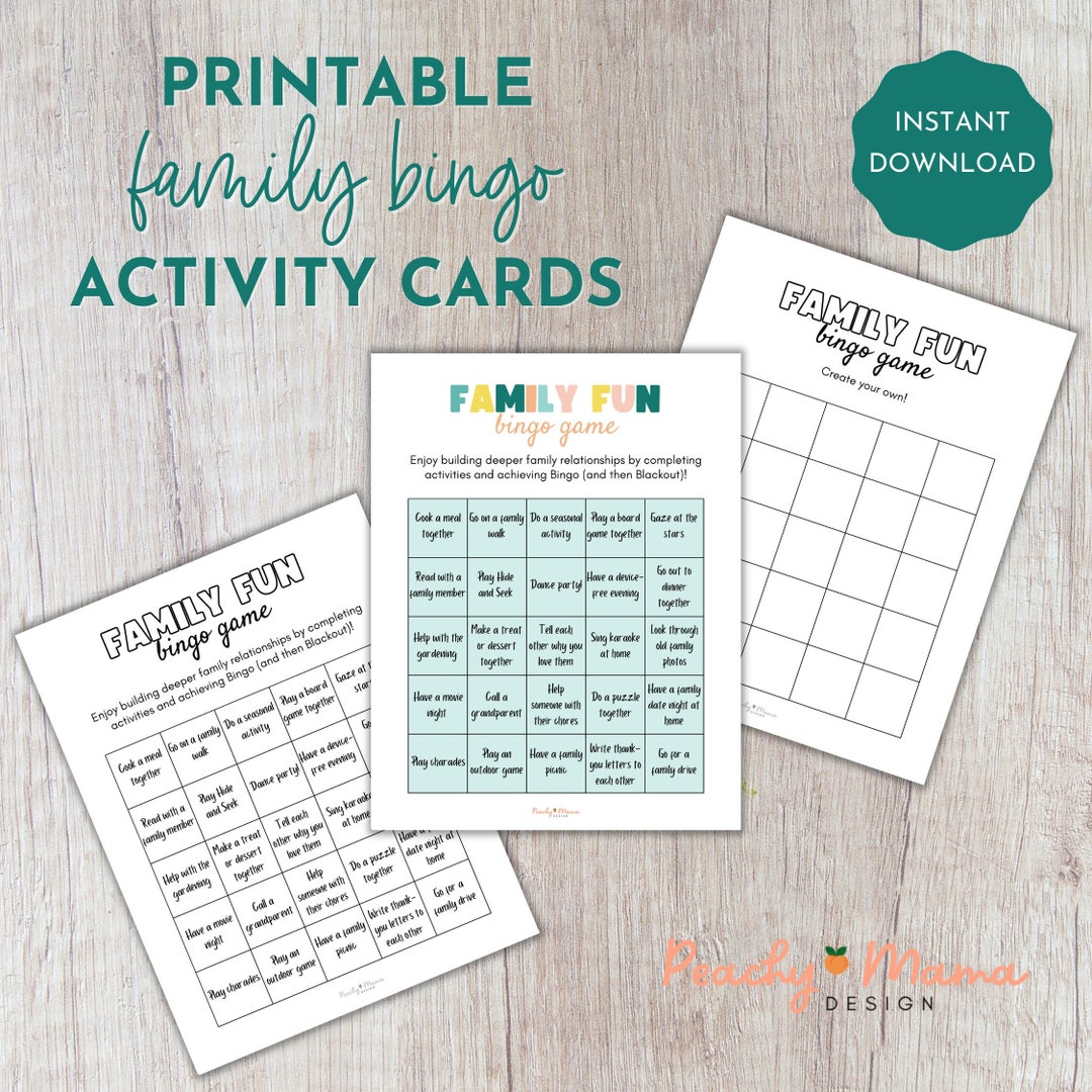 Family Activity Printable | Family Bingo Cards | Printable Family Games | Printable Games for ...