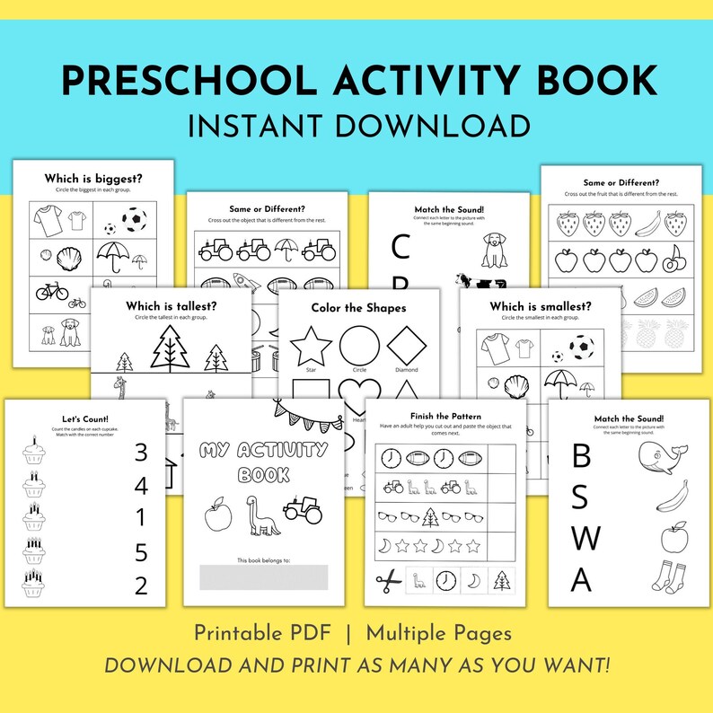 Preschool Activity Book | Printable for Toddlers | Toddler Activity ...