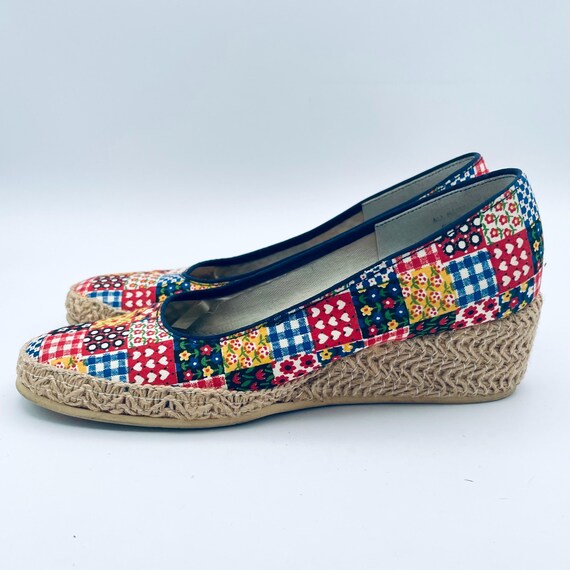 1970’s Sears Patchwork Espadrilles with Wedge Hee… - image 2