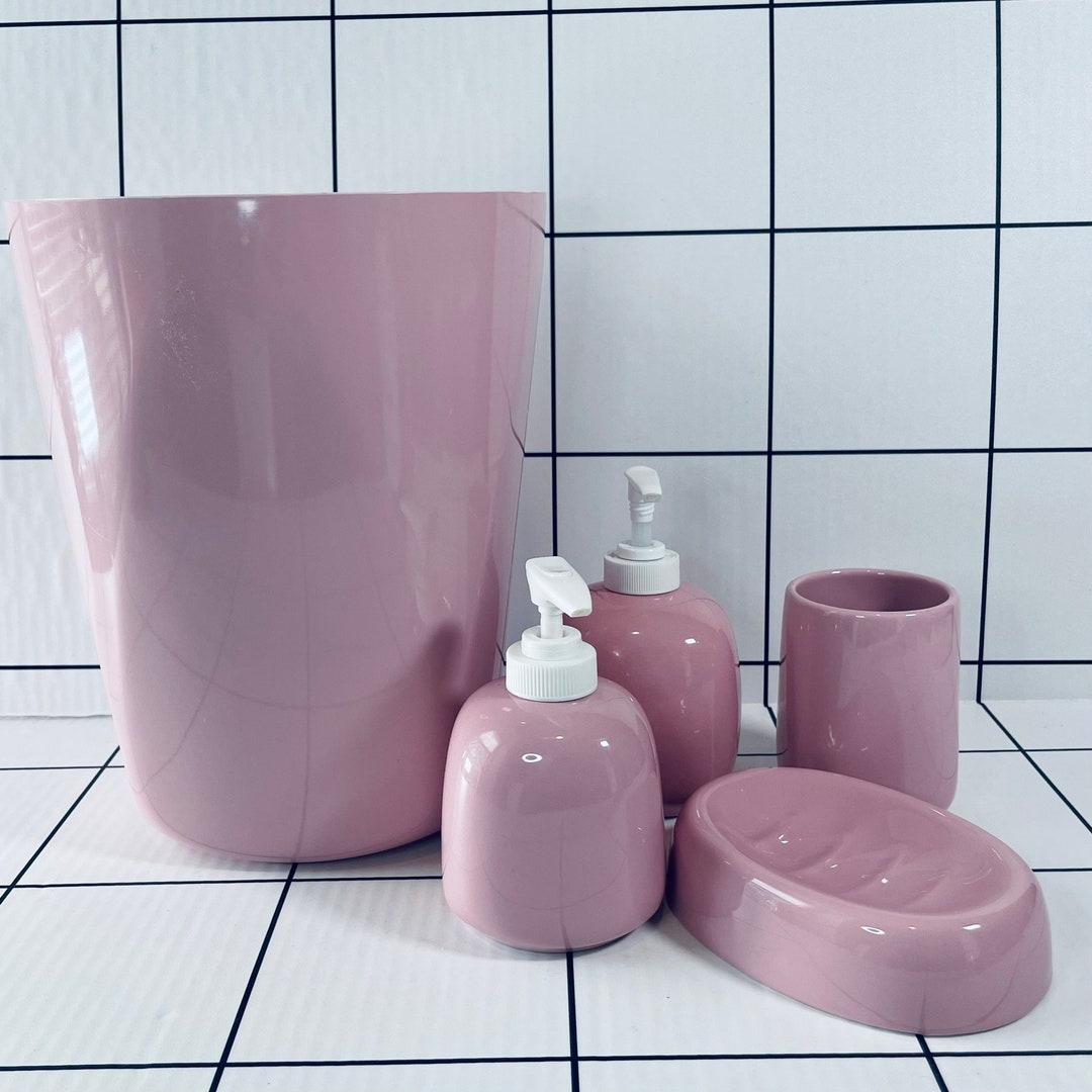 1980s Five Piece Dusty Pink Bathroom Set Etsy