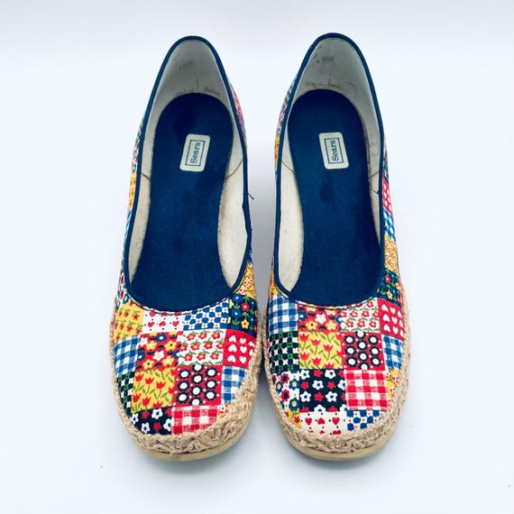1970’s Sears Patchwork Espadrilles with Wedge Hee… - image 3